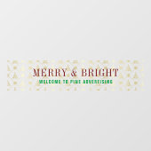 Gold Merry Bright Willkommen Weihnachten Fensteraufkleber (Blatt)