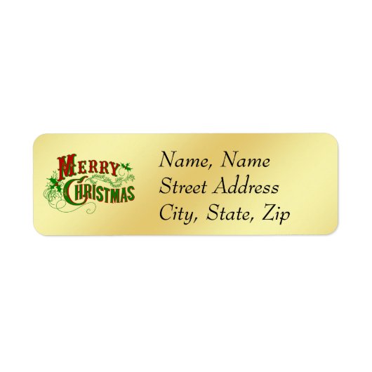 Gold Merry Christmas Address Label (Vorne)