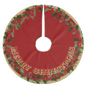 Gold Merry Christmas  Brushed Polyester Tree Skirt Polyester Weihnachtsbaumdecke (Vorderseite)