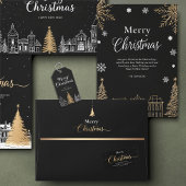 Gold Merry Christmas Calligraphic Scrip Holiday Geschenkanhänger
