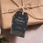 Gold Merry Christmas Calligraphic Scrip Holiday Geschenkanhänger