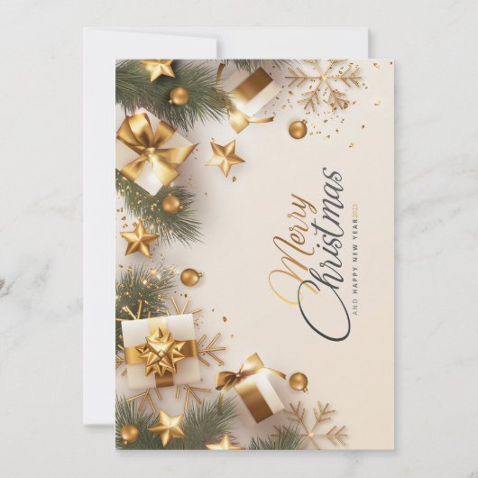 Gold Merry Christmas card Feiertagskarte (Vorderseite)