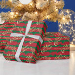 Gold Merry Christmas Holly Geschenkpapier<br><div class="desc">Weihnachts-Wrapping Paper. Mit Gold Frohe Weihnachtsbriefe und Grüne Holly auf einem rot-grünen Streifen Hintergrund. 📌 Wenn Sie weitere Anpassungen benötigen, klicken Sie bitte auf den Bereich "Weitere Anpassungen vornehmen" oder "Design anpassen oder bearbeiten" und verwenden Sie unser Designwerkzeug, um die Größe, den Rotation, die Textfarbe, den Text und vieles mehr...</div>