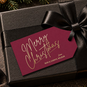 Gold Merry Christmas Luxe Cranberry Geschenkanhänger