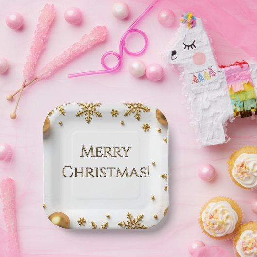 Gold Merry Christmas Pappteller (Party)