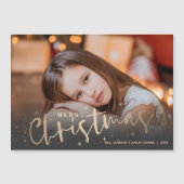 Gold Merry Christmas Photo Magnetic Card Magnetkarte (Vorderseite)