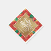 Gold Merry Christmas Poinsettia Serviette (Ecke)