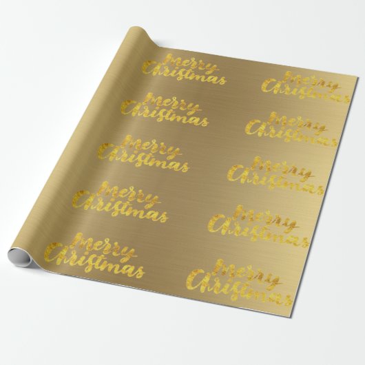 Gold Merry Christmas Script Calligraphy Geschenkpapier (Ungerollt)