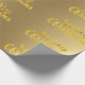 Gold Merry Christmas Script Calligraphy Geschenkpapier (Ecke)