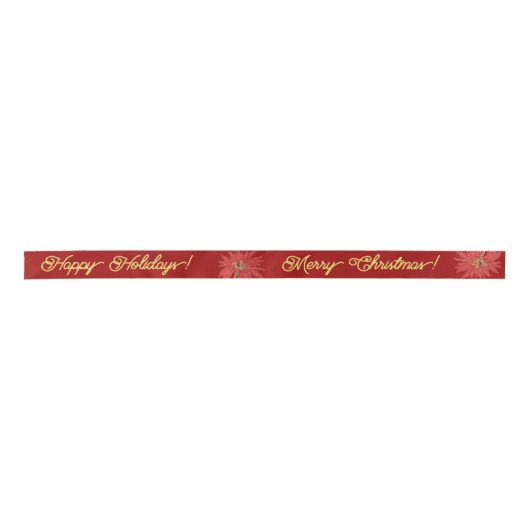 Gold Merry Christmas Script Calligrared Satinband (Vorderseite)