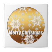 Gold Merry Christmas Snowflakes - Fliese (Vorderseite)
