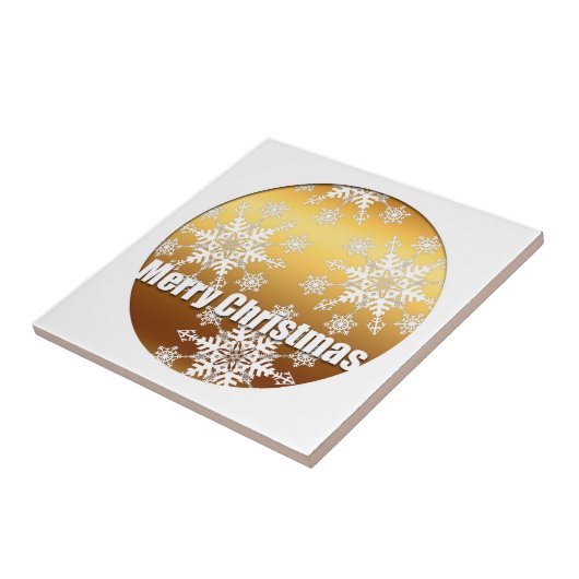 Gold Merry Christmas Snowflakes - Fliese (Seite)