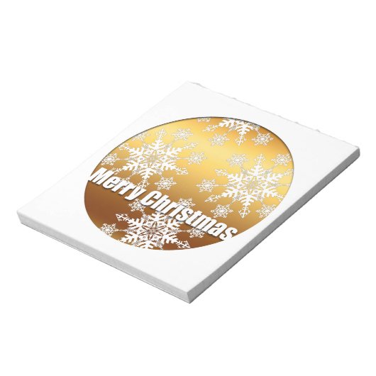 Gold Merry Christmas Snowflakes - Notizblock (Rotiert)