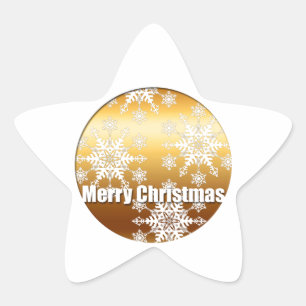 Gold Merry Christmas Snowflakes - Stern-Aufkleber