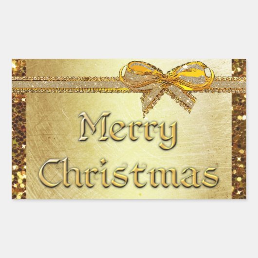 Gold Merry Christmas Sticker (Vorderseite)