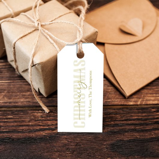Gold Merry Christmas Typography Custom Geschenkanhänger