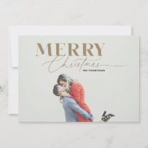 Gold Merry Magic Script Serif Weihnachtsfotokarte