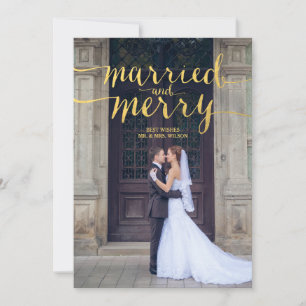 GOLD MERRY & MARRIED FEIERTAGS-FOTOKARTE FEIERTAGSKARTE