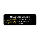 Gold Merry & Verheiratet Holiday Return-Adressetik (Vorne)