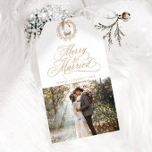 Gold Merry & Verheiratetes Foto für neuartige Weds Geschenkanhänger