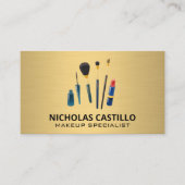 Gold Metal Brush | Makeup Brushes Visitenkarte (Vorderseite)