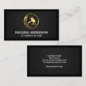 Gold Metal Gavel | Hintergrund schwarzer Textur Visitenkarte (Vorne/Hinten)