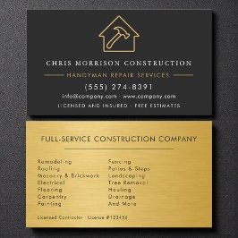 Gold Metal Handyman Construction Black  Visitenkarte