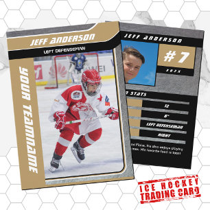 Gold Metal Ice Hockey Trading Card Telefonnummerkarte