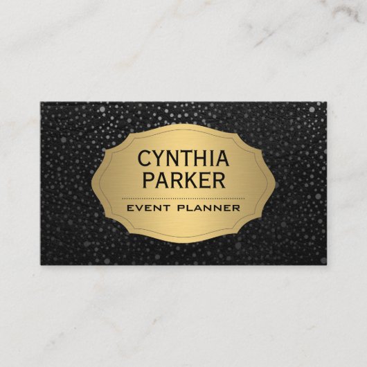 Gold Metal Lux | Metallgesprenkelte Punkte Visitenkarte (Vorderseite)