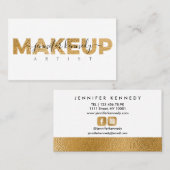 Gold Metal Makeup Artist Script Beauty Salon Visitenkarte (Vorne/Hinten)