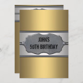 Gold Metal Mans 50. Geburtstagsparty Einladung (Vorne/Hinten)