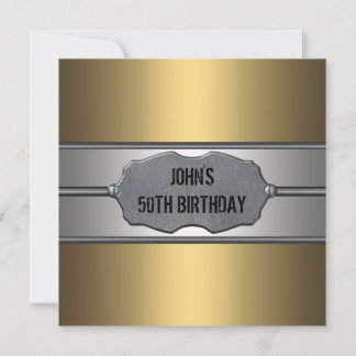 Gold Metal Mans 50. Geburtstagsparty Einladung