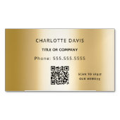Gold Metal Monogram QR Code minimalistisch elegant Magnetische Visitenkarte (Vorderseite)