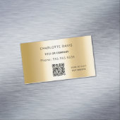 Gold Metal Monogram QR Code minimalistisch elegant Magnetische Visitenkarte (Beispiel)