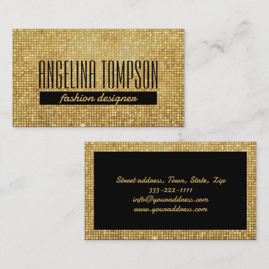 Gold Metal Muster Fashion Blogger Design Experte Visitenkarte (Vorne/Hinten)