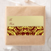 Gold Metal Red Damask Weihnachtsgeschenk Etikett (Insitu)