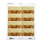 Gold Metal Red Damask Weihnachtsgeschenk Etikett (Vorne)