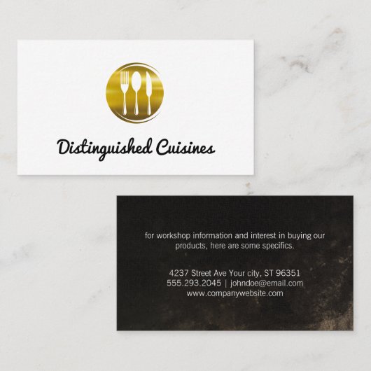Gold Metal Silverware Logo Visitenkarte (Vorne/Hinten)