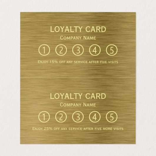 Gold Metal Texture Double Loyalty Business Card Visitenkarten (Innenseite Aufgefaltet)
