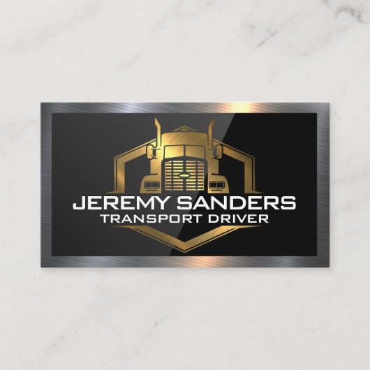 Gold Metal Truck Logo | High Gloss Black Visitenkarte (Vorderseite)