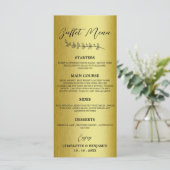Gold Metal Wedding Buffet Menü Menükarte (Stehend Vorderseite)