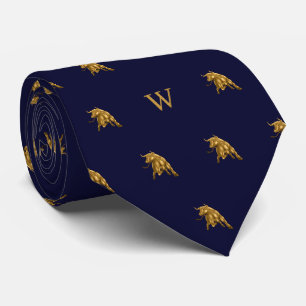 Gold Metall Oxe Bull Monogrammierte Initialen Blau Krawatte