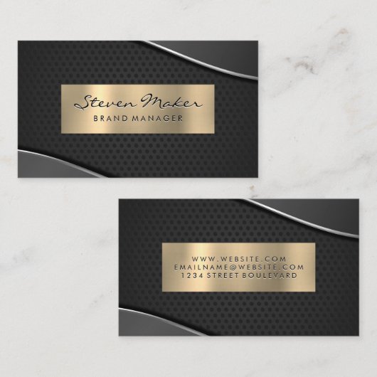 Gold-Metalle und Grau | Perforated Mesh Visitenkarte (Vorne/Hinten)