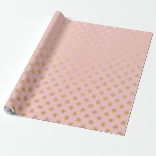 Gold Metallfolie Polka Dots Rosa Rose Moderne Geschenkpapier (Ungerollt)