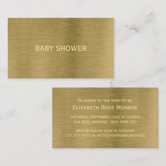 Gold Metallgewebe, Baby Shower Ticket Einladung (Vorne/Hinten)
