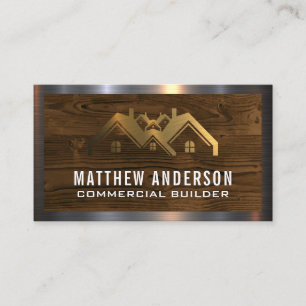 Gold Metallhäuser Holz Visitenkarte