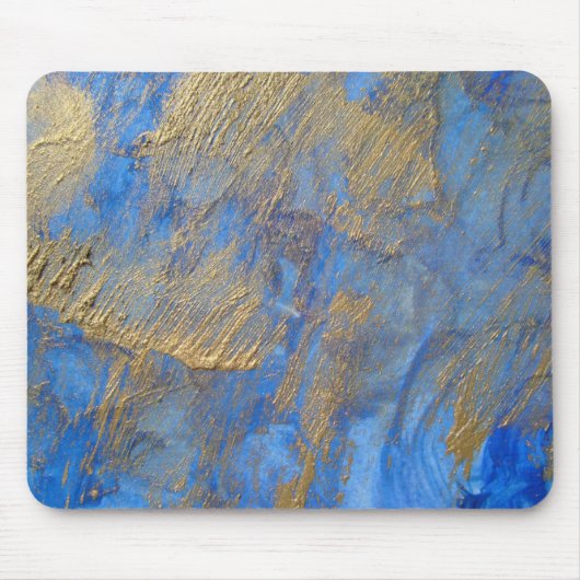Gold-Metallic-Abstrakt auf blau Mousepad (Vorne)