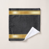 Gold Metallic auf schwarz Badhandtuch Set (Waschlappen)