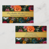 Gold Metallic Band | Farbige Blume Visitenkarte (Vorne/Hinten)
