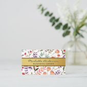 Gold Metallic Band | Muster für Blume und Blätter Visitenkarte (Stehend Vorderseite)